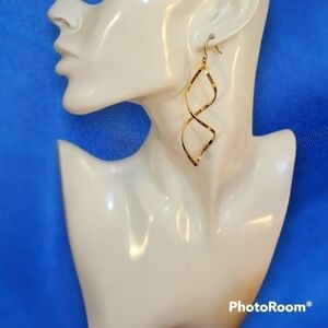 3/$30 Jumbo Twisted Metal Dangle Hook Orbit Earrings
